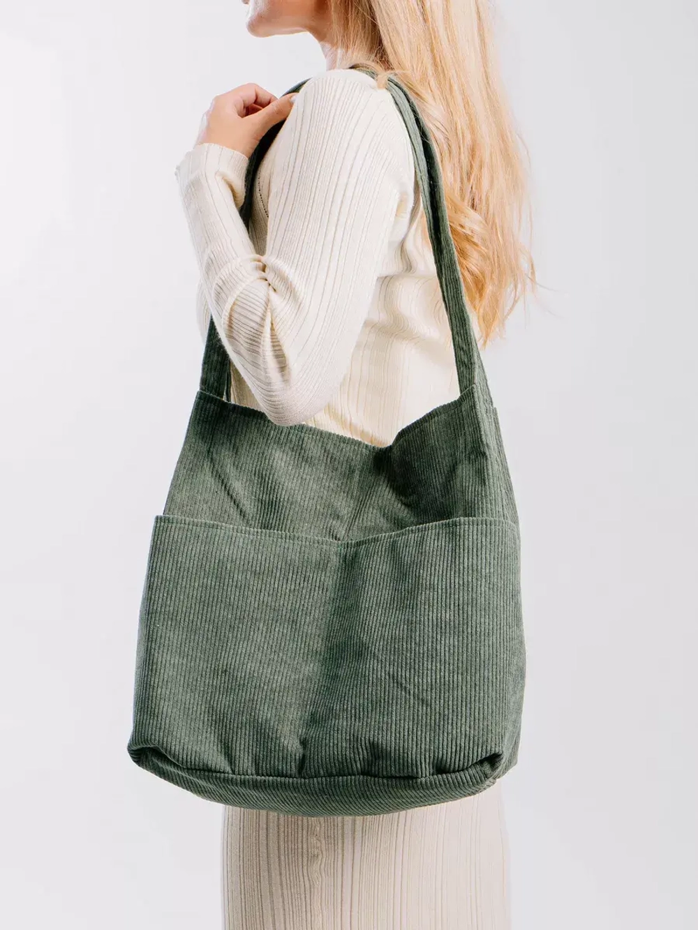 Сумка шоппер на магните с карманами большая