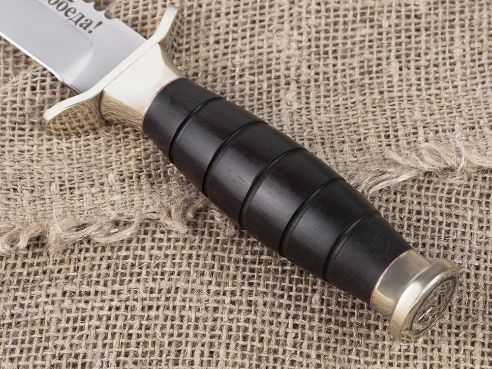 Нож «Морская пехота», сталь 95х18, резная рукоять из черного мореного граба