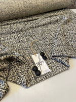 Костюмно-плательный смесовый твид (LiuJo, 60%хлопок/20%вискоза/15%пэ/5%полиамид, Черно-белый меланж, 152, 368 гр/м2)