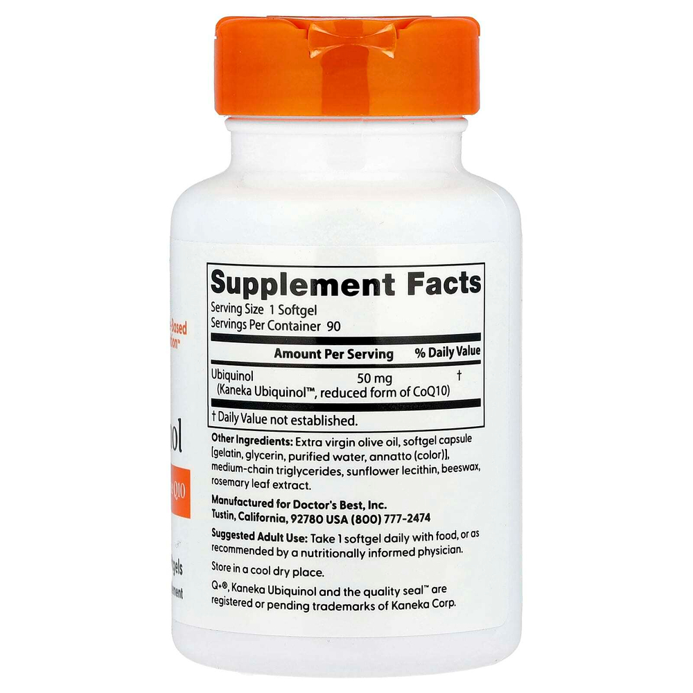 Doctor's Best, убихинол с Kaneka Q+®, 50 мг, 90 капсул
