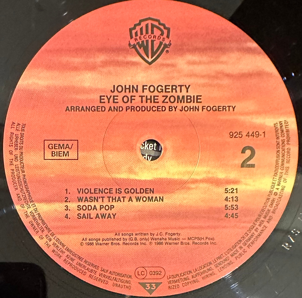 John Fogerty- Eye Of The Zombie (Германия 1986г.)