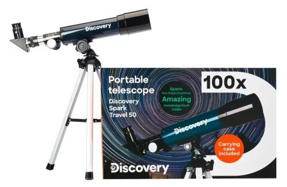 Телескоп Levenhuk Discovery Spark Travel 50 с книгой