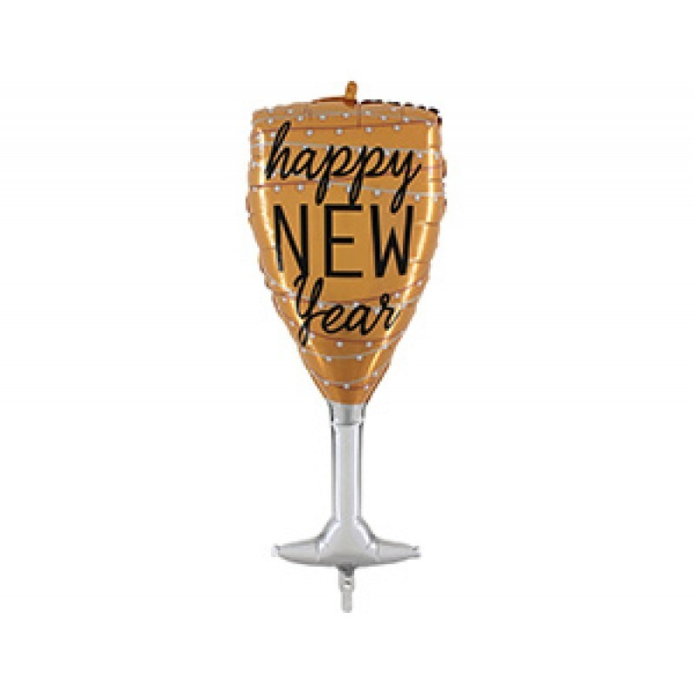Б Фигура, Бокал шампанского, Happy New Year, 37"/94 см, 1 шт.