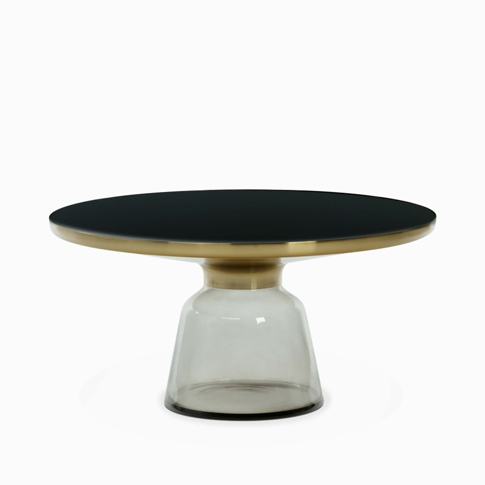 Кофейный столик Vaso Glass 1 диаметр 75 стекло закалённое, серый, черный