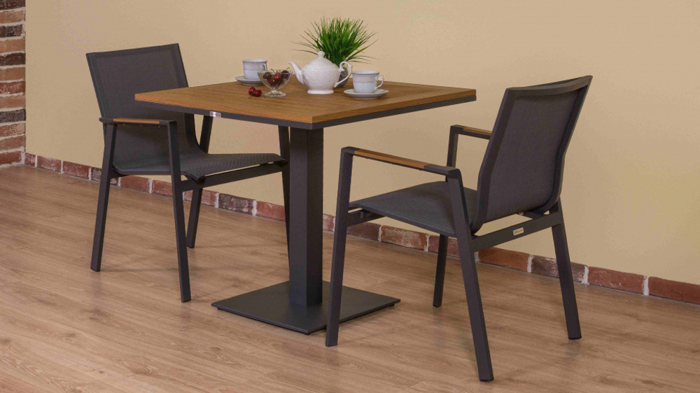 Стол обеденный Ideal Patio МИРРА алюминий, поливуд 80х80 см (1 ножка) резервный дубль