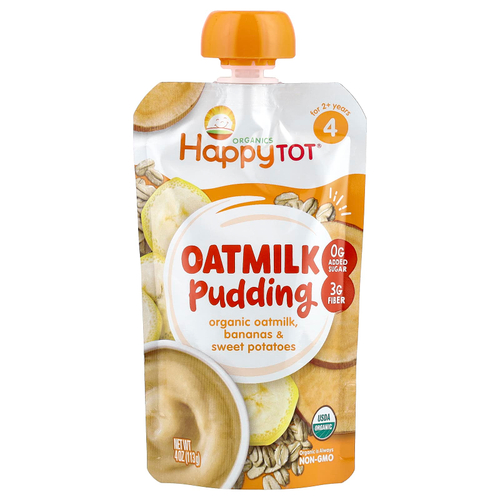 Happy Family Organics, Happy Tot®, овсяный пудинг, для детей от 2 лет, органическое овсяное молоко, бананы и батат, 113 г (4 унции)