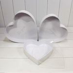 Коробка 33.2х33.2х6.6 см Набор 3 шт "Сердце" с прозрачной крышкой (Белый)