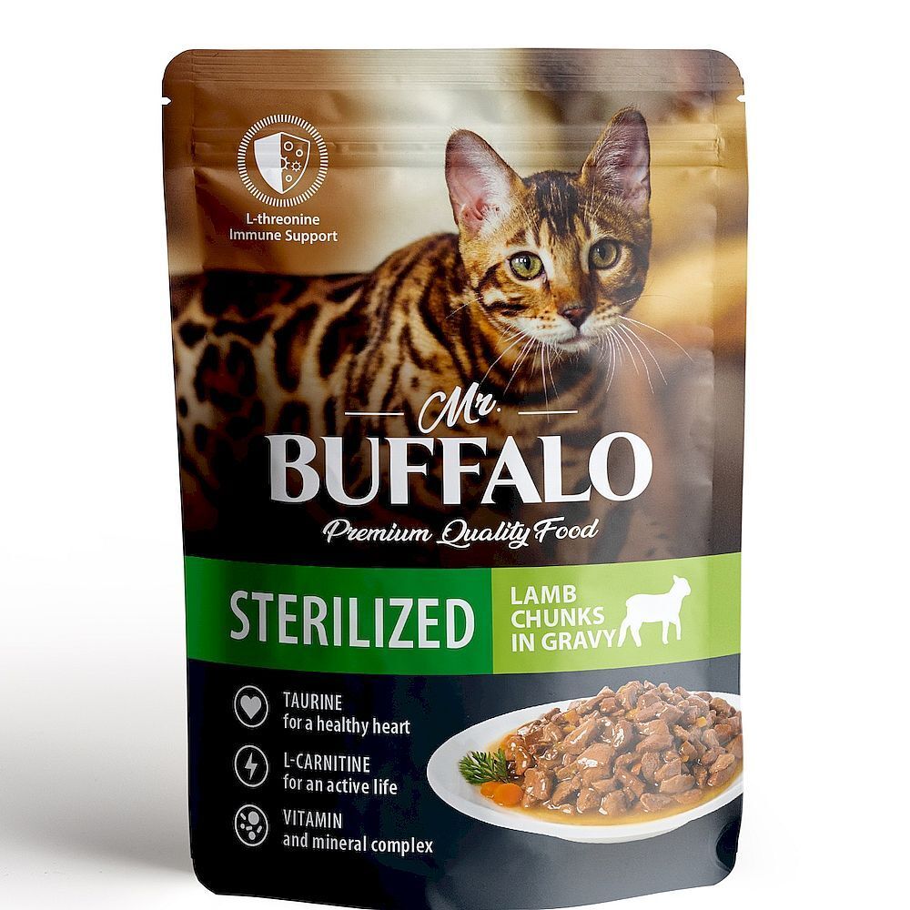 Mr.Buffalo пауч STERILIZED 85г (ягненок в соусе) д/кошек B308