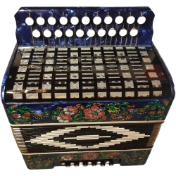 ГАРМОНЬ "ЧАЙКА" (S48/1ХL, 21х12), ЦВЕТ СИНИЙ, РОСПИСЬ "ПАЛЕХ"