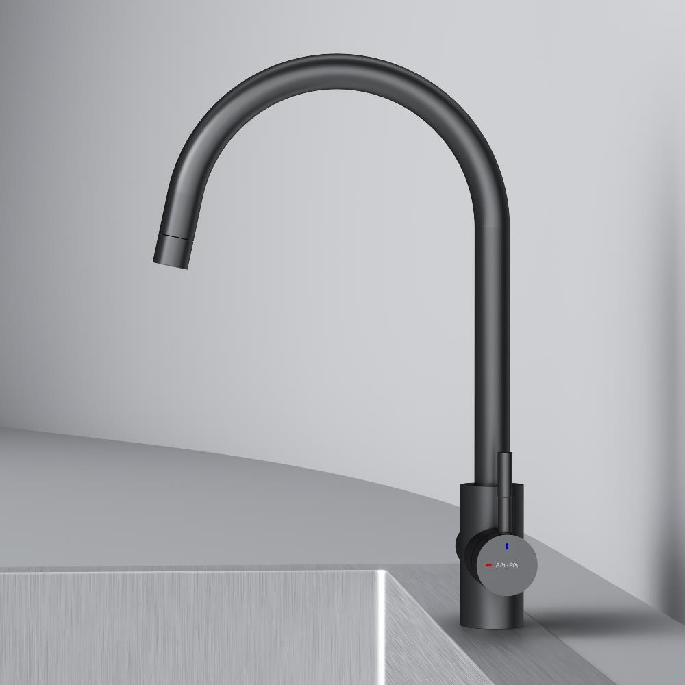 Смеситель для кухни с С-изливом с каналом для питьевой воды, черный AM.PM X-Joy S F85B07722