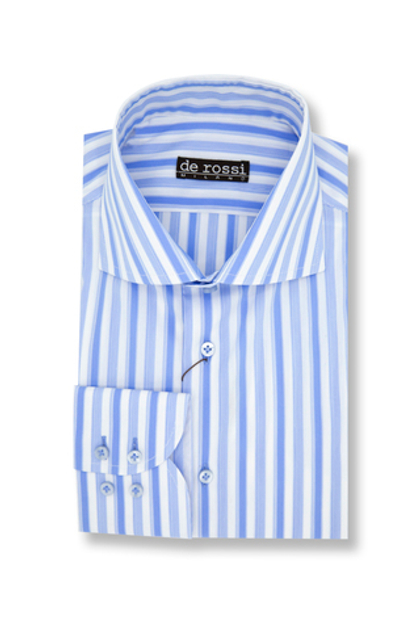 Рубашка классическая в бело-голубую полоску