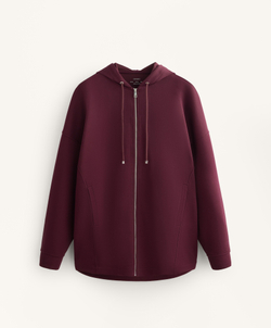 Oysho Куртка-Oversize с капюшоном из пике с хлопком, темно-гранатовый