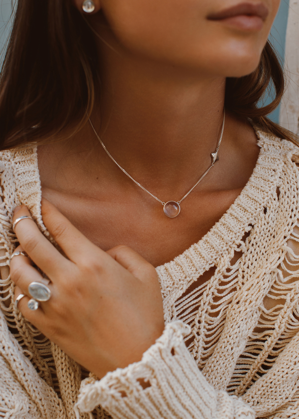 Колье «Трилистник» с горным хрусталем