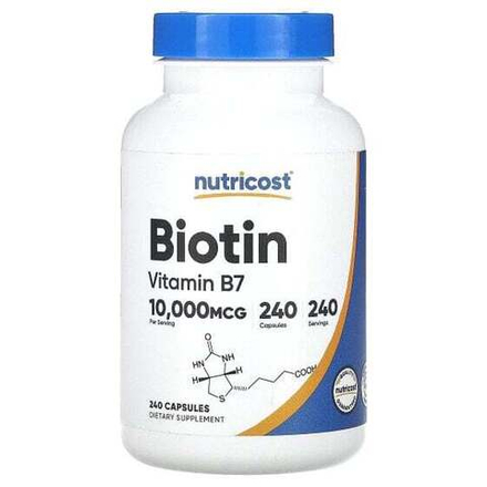 Биотин Nutricost, Биотин, 10 000 мкг, 240 капсул