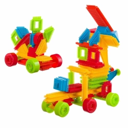 Конструктор пласт Ежик 98 дет ГОНОЧНЫЙ БОЛИД + ВЕТРЯК арт ВВ2574 (Bondibon)