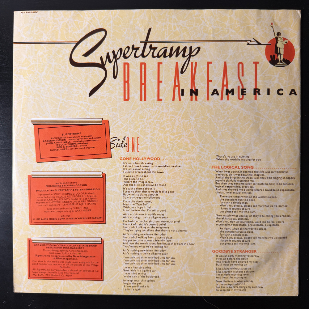 Supertramp ‎– Breakfast In America (Голландия 1979г.)