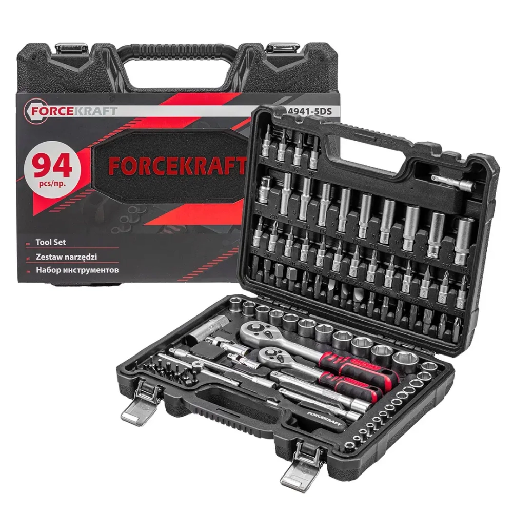 Набор инструментов 94 пр. 1/4''3/8''(6гр)(4-22мм) FORCEKRAFT FK-4941-5DS-м