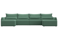 Диван П-образный Лига-051 НПБ Лонг РОГОЖКА Амур 11 зеленый