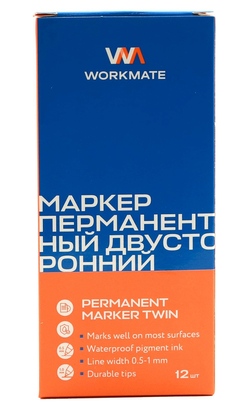 Маркер перманентный Workmate двухсторонний, толщина линии 0,5-1 мм, черный