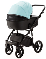 Детская коляска Adamex Nola Deluxe 3 в 1 N-SD111 (СВ.БИРЮЗОВАЯ.КОЖА + ЧЕРН.КОЖА)