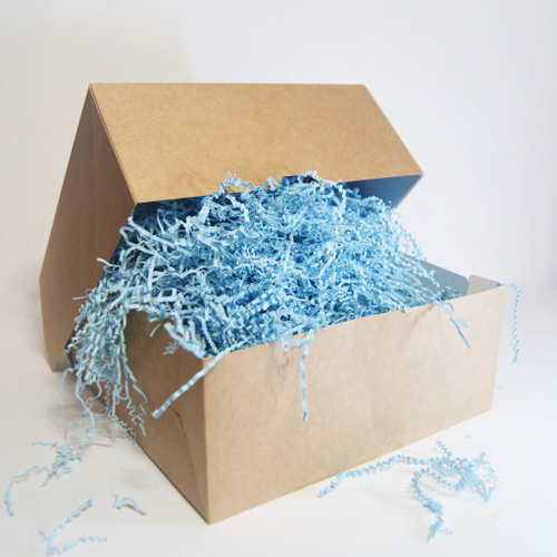 Бумажный наполнитель для подарков Бледно голубой 500гр (ширина 3мм)