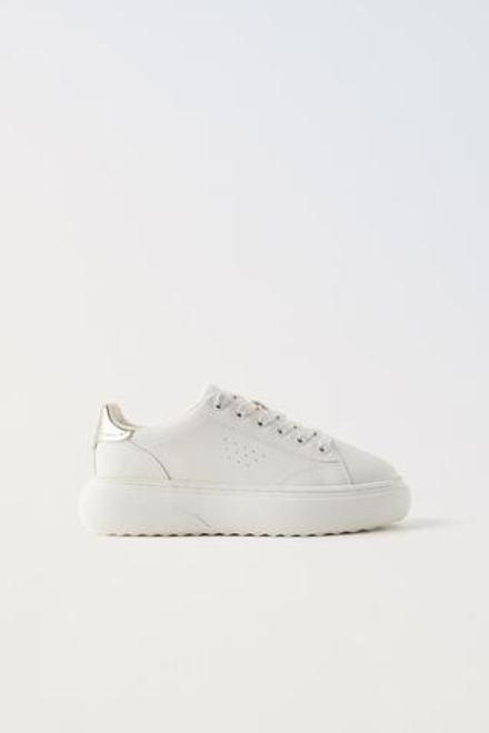 ZARA КРОССОВКИ НА ТОЛСТОЙ ПОДОШВЕ, БЕЛЫЙ
