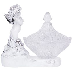 Сахарница стеклянная с крышкой Ангел Роуз Белый