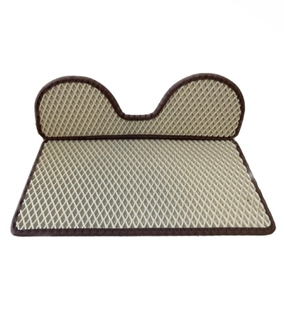 Коврик с бортиком "Круглые ушки" под миску.  Размер 59*31 см. Цвет - Бежевый/Коричневый.