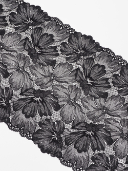 Эластичное кружево для белья черное ширина 23 см