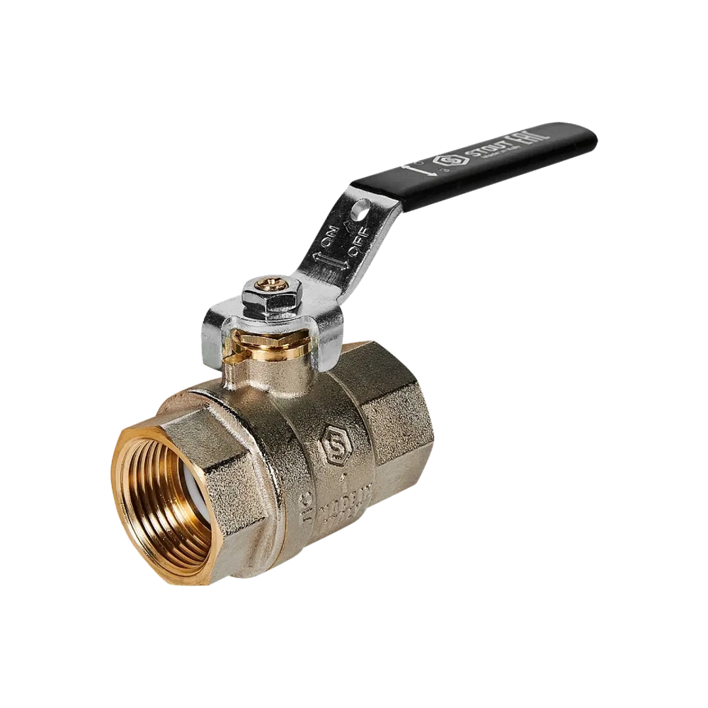 Кран шаровой полнопроходной STOUT - 1" (ВР/ВР, PN40, Tmax 150°C, ручка-рычаг черная)