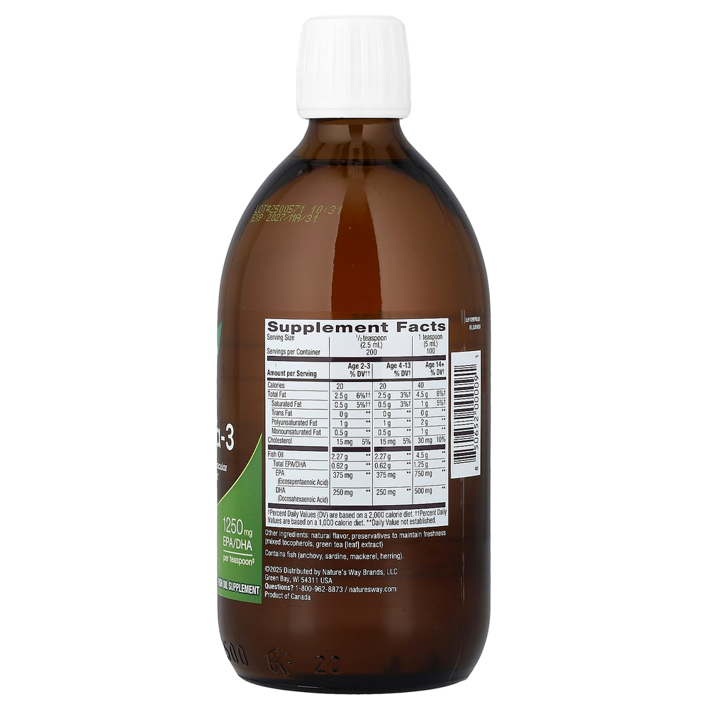 Nature's Way, рыбий жир с омега-3, со вкусом лимона, 500 мл (16,9 жидк. унции)