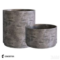 Кашпо CYLINDER XL CONCRETE GREY DARK D70 H45