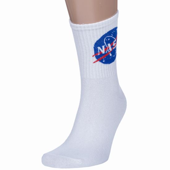 Носки Космос "Наса", р-р 36-42 (белый, синии пятка и мысок)