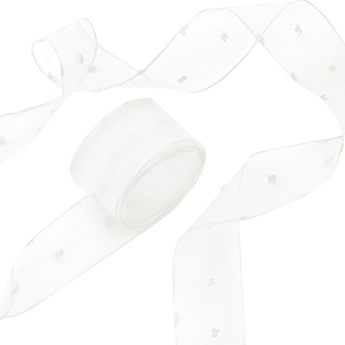 Лента декоративная Воздушные точки, Белый 2,5 см