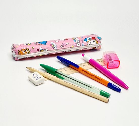 Школьный пенал с 2 отделениями, сиреневый, 11 предметов