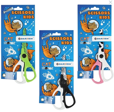 Ножницы 13см. закругленные цветные лезвия, европодвес, микс (Darvish)