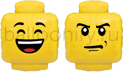 Шар (27''/69 см) Фигура, Конструктор Улыбка, Желтый, 1 шт.