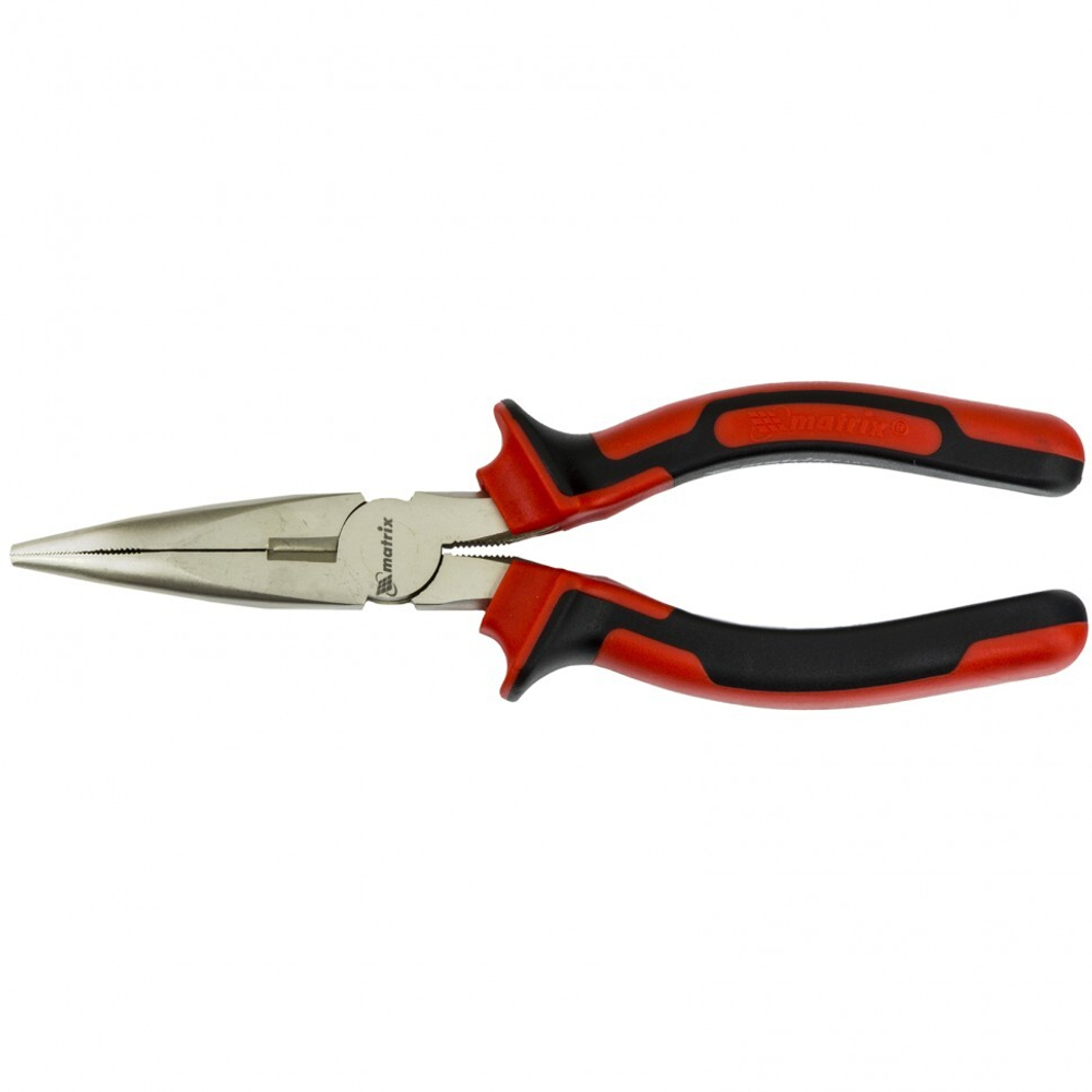 Длинногубцы изогнутые Nickel, 180 мм, никелированные, двухкомпонентные рукоятки Matrix