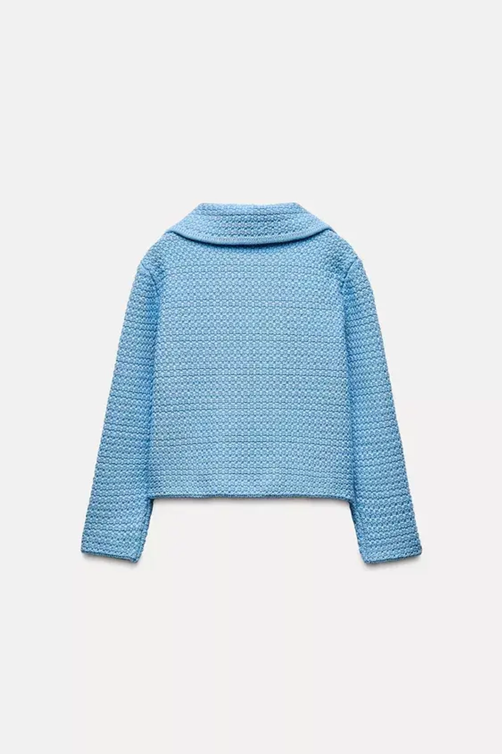 ZARA КАРДИГАН КРУПНОЙ ВЯЗКИ С КРУГЛЫМ ВОРОТНИКОМ, ГОЛУБОЙ