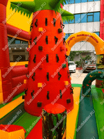 Коммерческий надувной батут «Страна Сафария» с крышей и двумя горками 12*6*6 м