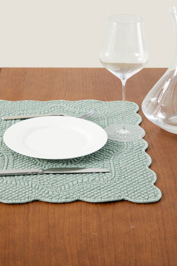 ZARA HOME САЛФЕТКА ИЗ СТЕГАНОГО ТРИКОТАЖА, ЗЕЛЕНЫЙ/СИНИЙ