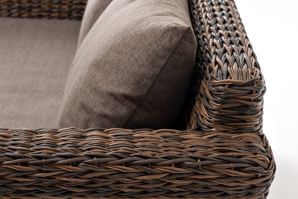 "Капучино" диван из искусственного ротанга (гиацинт) двухместный, цвет коричневый
