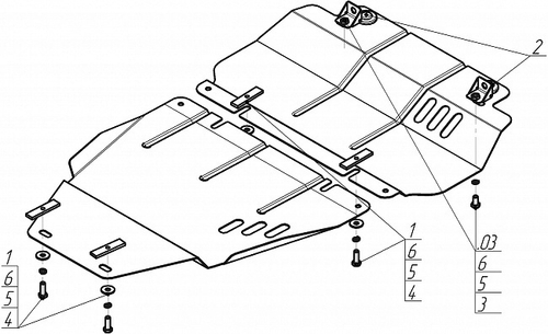 Защита картера двигателя, КПП, переднего дифференциала (2 мм, сталь) для Mitsubishi Montero Sport 1997-2004 Motodor.01332