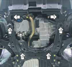 Усиленная защита Motodor картера двигателя, кпп. 5 мм, алюминий. для Honda CR-V IV 2012-2016 арт.30807