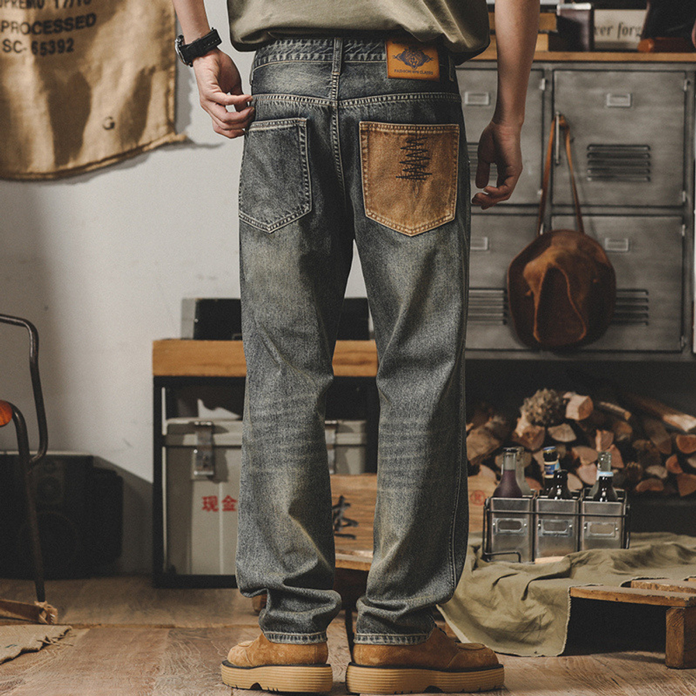 Jayleno, американские классические мужские джинсы в стиле ретро, свободные прямые, старые брюки, мужские весенне-осенние брендовые