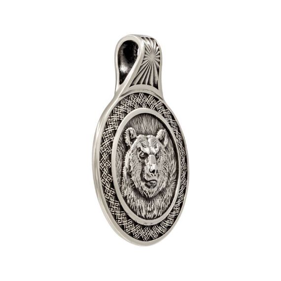 Велес медведь большой - подвеска из мельхиора, фото 2