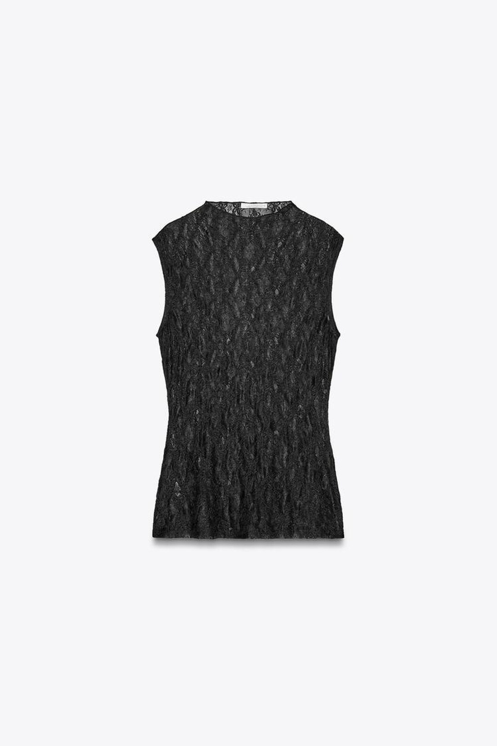 ZARA КРУЖЕВНОЙ ТОП, ЧЕРНЫЙ