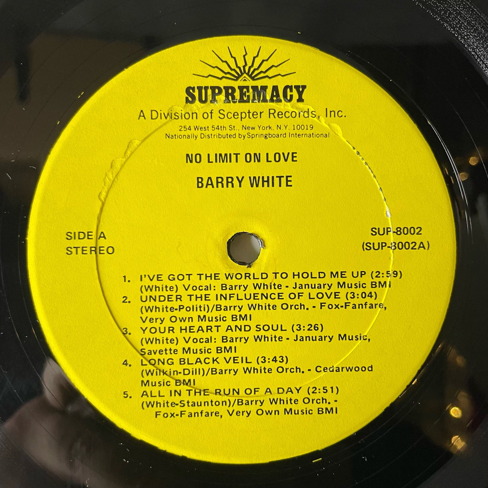 Винтажная виниловая пластинка LP Barry White No Limit On Love (США 1974)