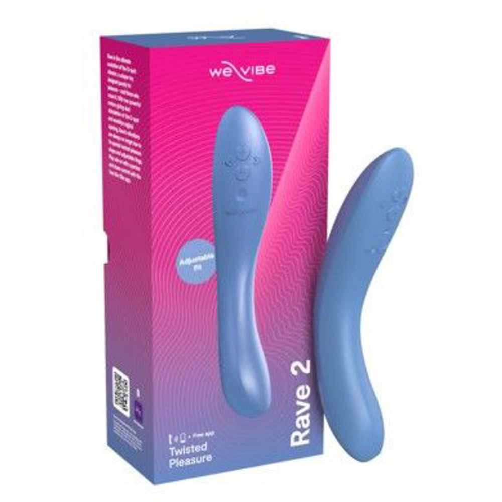 Голубой изогнутый вибромассажер 21,7см We-Vibe Rave 2 SNRA2SG5