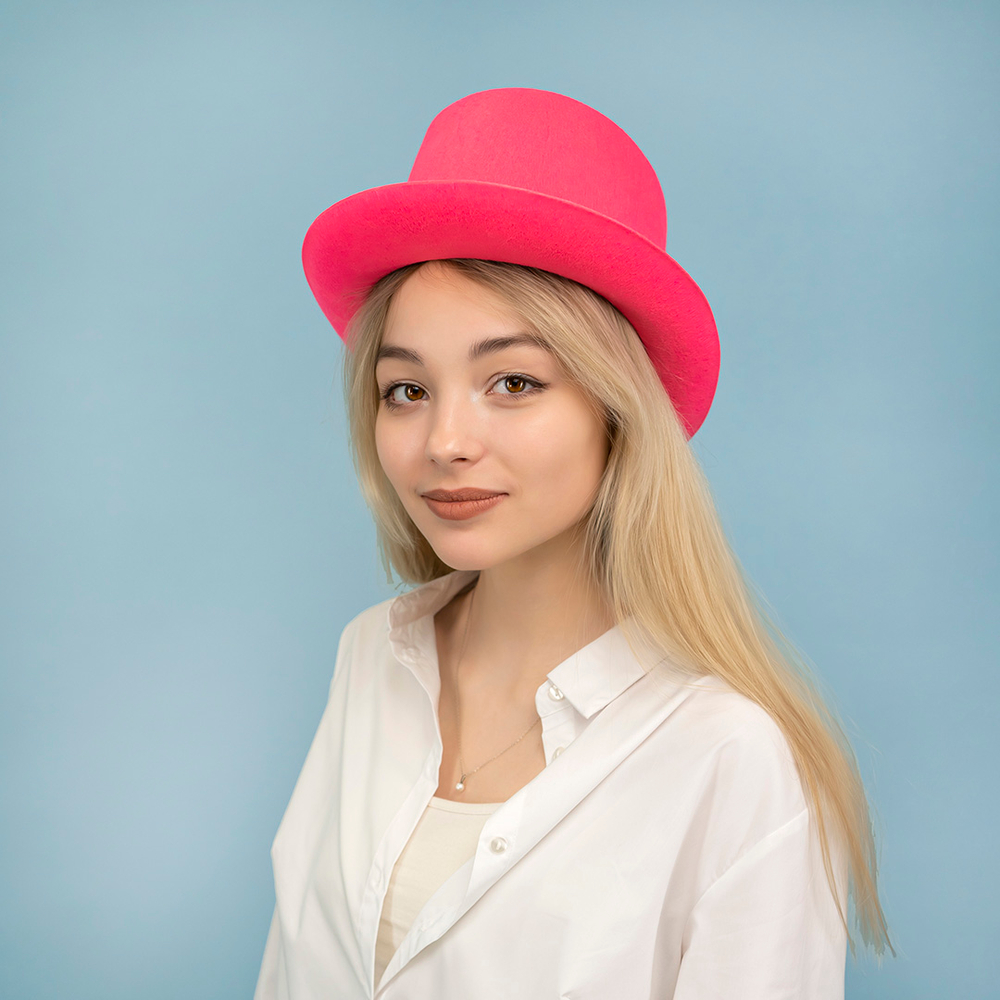 Шляпа, Цилиндр, фетр, Ярко-розовый, 56-58 разм.